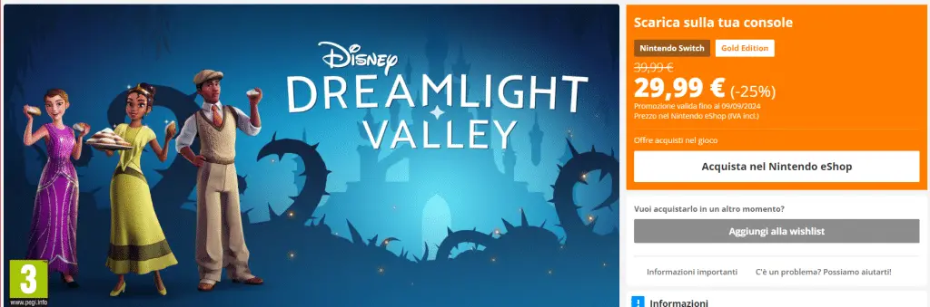 Disney dreamlight valley sconto switch