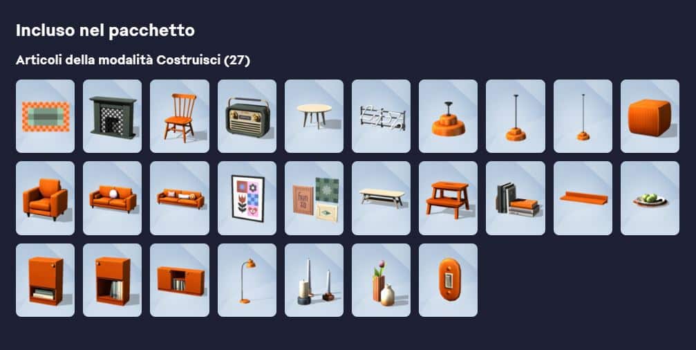 Creator kit the sims 4: pigiama party e salotto retrò