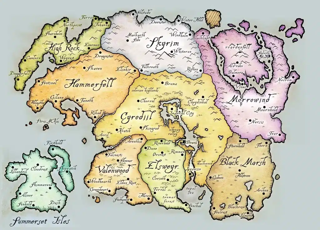 Mappa del mondo di the elder scrolls 6